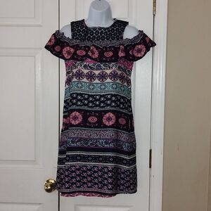 Rare Editions  navy floral print cold shoulder dress Sz 16